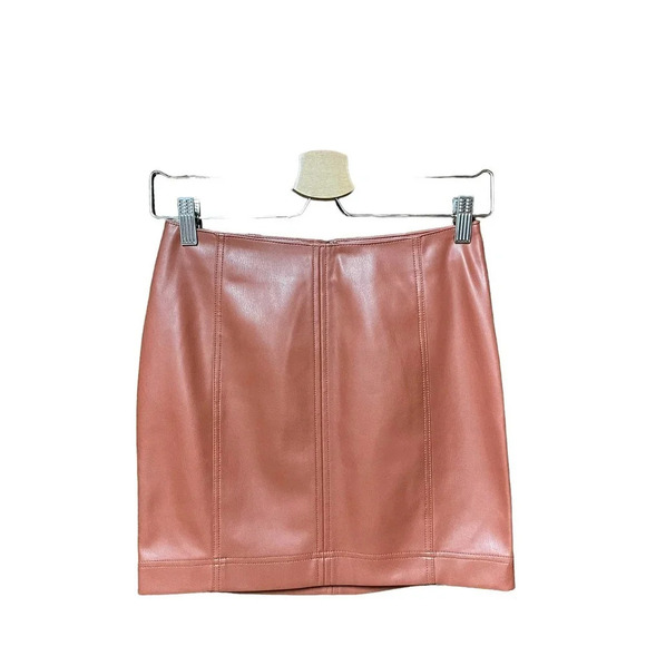 Free People Modern Femme Vegan Leather Skirt Cognac Brown Tan Size 0 - Picture 2 of 10